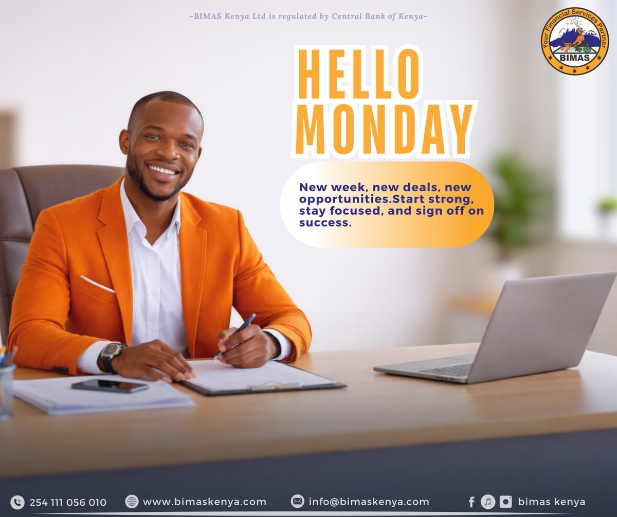 bimas_kenya's tweet image. Hello Monday! New week. Same goal: Win.
This is your sign to stop overthinking and start making moves.
Don’t wait for “someday.” Make this Monday your turning point.
Visit your nearest BIMAS branch today or call us to take the next step.
#BIMASMicrofinance #NewWeek #HelloMonday