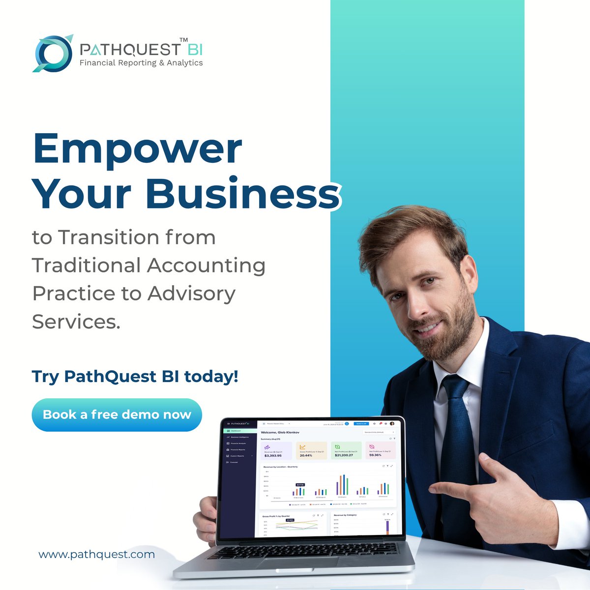 PathQuestLtd's tweet photo. Move beyond number-crunching. Unlock insights that drive real business growth.
Make smarter decisions, deliver higher client value, and stay ahead of the curve.
Try PathQuest BI today.
Free demo available—book now.
#AdvisoryServices #BIAdvisory #AccountingToAdvisory https://t.co/gZvSTWU31a