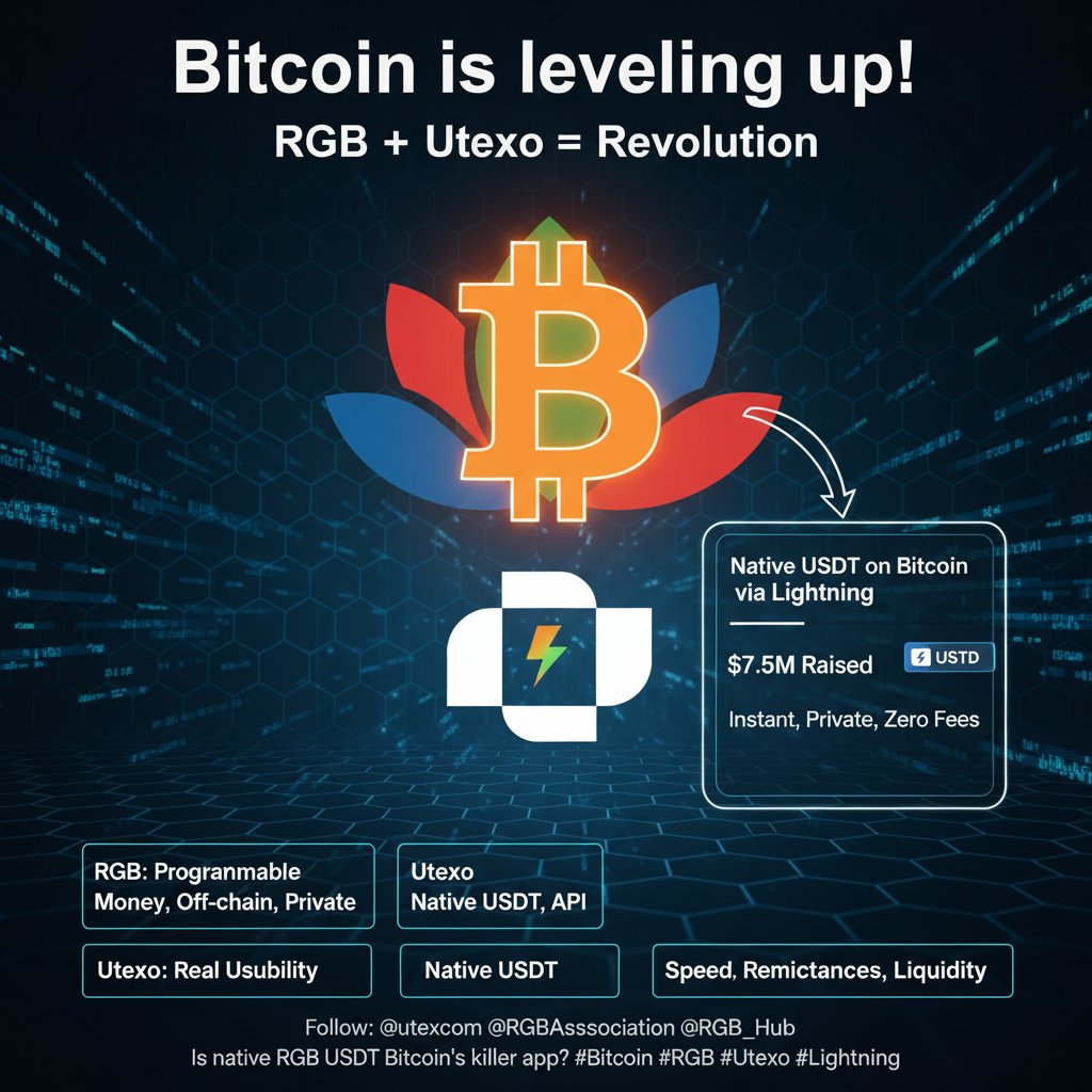 vimalkr558's tweet photo. Bitcoin is leveling up! RGB + Utexo could be the biggest quiet revolution since Lightning. Stablecoins used to mean Tron or Ethereum.

Privacy was almost impossible on Bitcoin.  That story is changing.  
@utexocom
@RGBAssociation
@RGB_Hub https://t.co/yz3U6YRddL