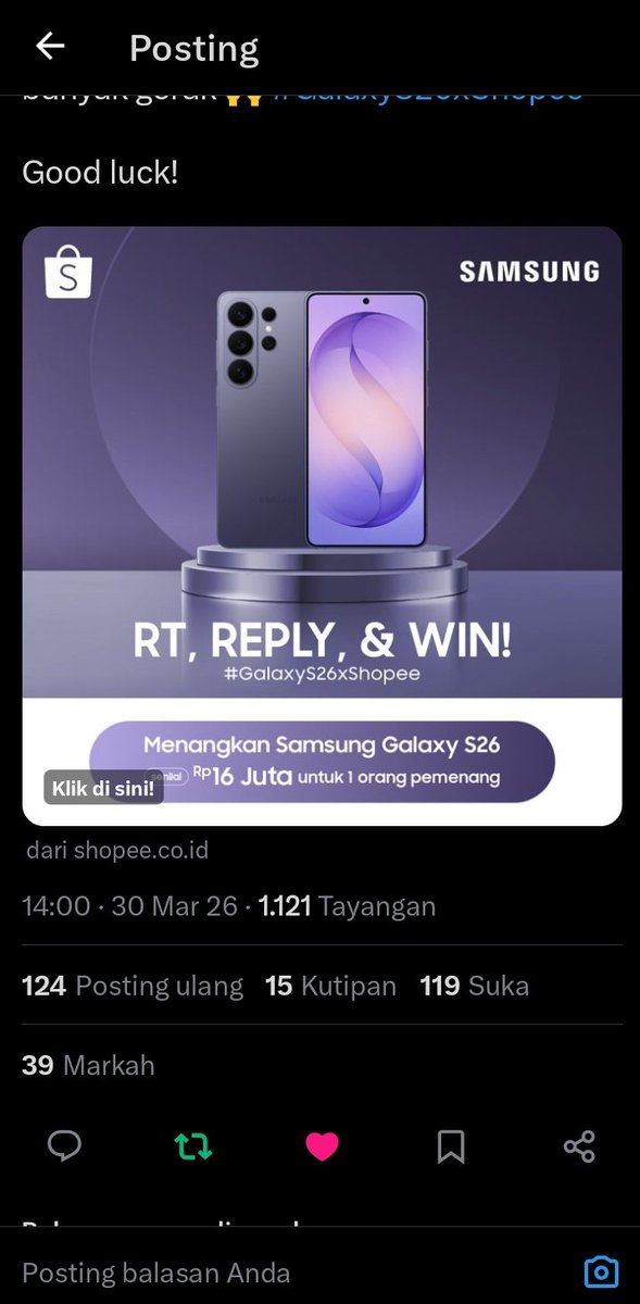 jwoolfiev's tweet photo. @ShopeeID Suka banget sama fitur Horizontal Lock di #GalaxyS26 Series, bikin video aku tetap stabil meskipun banyak gerak 🙌 #GalaxyS26xShopee https://t.co/mr1mskQIxR