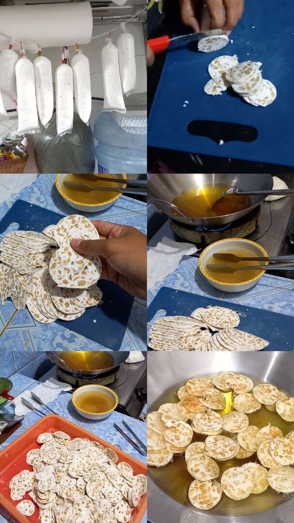 FOOD_FESS's tweet photo. Guis update ni udah 2 hari. Alhamdulillah jadi ga ambyar dipotongnya. TAPI, kata gw mah bli jadi aja deh, ni dri jam 7 blm selesai ngegoreng, lengket bgt waktu digorengnya, bikin males wkwk. Gagal deh gw jd produsen embege</3 https://t.co/cbfTtKm9ug