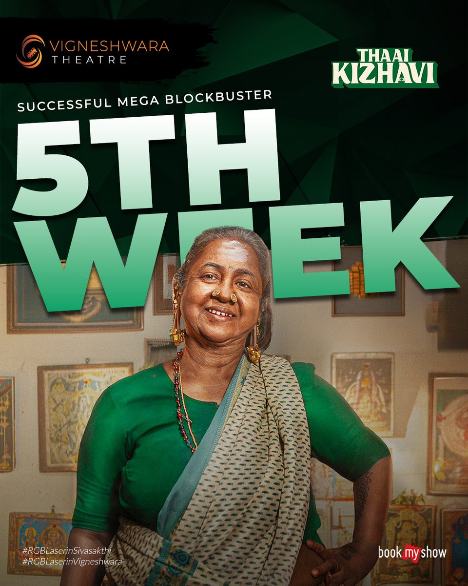SivasakthiCine's tweet photo. 5 weeks. Countless emotions. One unstoppable story. ๐ฅโค๏ธ
Thaai Kizhavi continues its strong run into the 5th week, winning hearts and ruling the screens! Donโt miss experiencing this powerful journey on the big screen.
#ThaaiKizhavi #5thWeekSuccess #RunningStrong #NowScreening https://t.co/WmItHMh7Dt