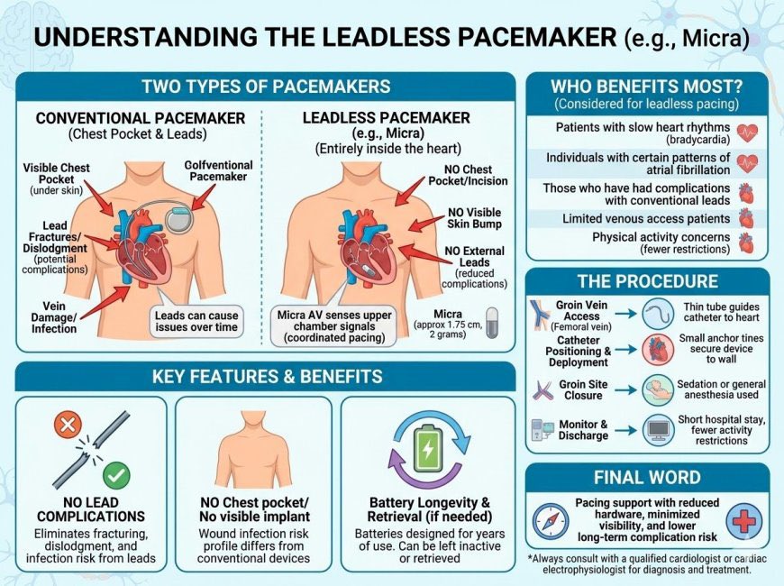 myamericandr's tweet photo. Tiny device, big impact 
The Micra leadless pacemaker sits inside the heart—no wires, fewer complications, and quicker recovery than traditional pacemakers. A smarter, minimally invasive option for patients needing reliable heart rhythm support.

🔗: https://t.co/mqetMxW7Mg https://t.co/AU74md7iE0