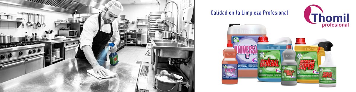 ✨COCINAS SIEMPRE LISTAS! 
Soluciones para la #LimpiezaDeSuperficies y el #LavadoDeVajilla con productos eficaces y rentables. #LimpiezaProfesional de alta calidad
✅ Máxima #higiene. #SeguridadAlimentaria
✅ Alto rendimiento y resultados impecables 

#HORECA #Hostelería #Thomil