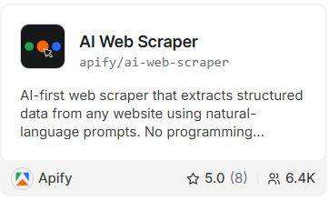 Want to extract structured data from any website using plain language? There's an Actor for that: apify.com/apify/ai-web-s…

This Actor uses an LLM to parse webpage content and return structured JSON, making your scraper resilient to website layout changes.

#WebScraping