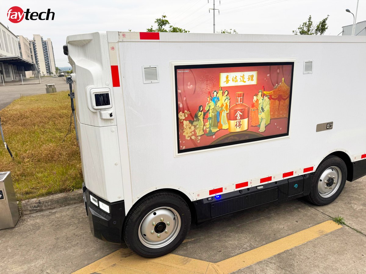 faytechShenzhen's tweet image. We're advancing in the unmanned vehicle industry with Tinew (铁牛时代). Our 43" and 55" faytech displays, featuring 1000 cd/m² brightness for visibility and energy efficiency, are now integrated into vehicles for last-mile delivery and public safety!

#faytech #Tinew #Innovation