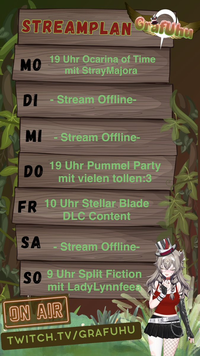 Streamplan die Woche. Falls das hier überhaupt einer liest lol wie kriegt man eig mehr Reichweite auf dieser Plattform xD
