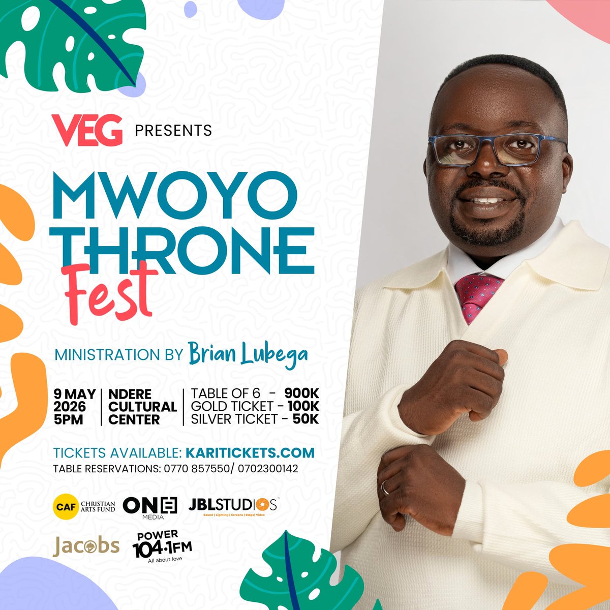 VineEntGroup's tweet photo. We're thrilled to have Pr. @brianlubegaug ministering at the #MwoyoThroneFest on 9th of May at Ndere Cultural Centre! 🔥🙌🏾

Don't miss this powerful worship experience! 
🎟️ Silver 50K | Gold 100K
Tickets are available at @KariTickets here 👉🏾 https://t.co/DpNmgeQufP 

For table reservations, contact 0770857550 / 0702300142

#KingdomCome