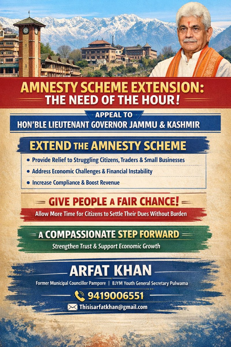 Amnesty Scheme Extension the Need of the Hour.
<a href="/narendramodi/">Narendra Modi</a> <a href="/mlkhattar/">Manohar Lal</a> 
<a href="/manojsinha_/">Manoj Sinha</a> <a href="/OfficeOfLGJandK/">Office of LG J&K</a> 
<a href="/OmarAbdullah/">Omar Abdullah</a> <a href="/diprjk/">Information & PR, J&K</a>