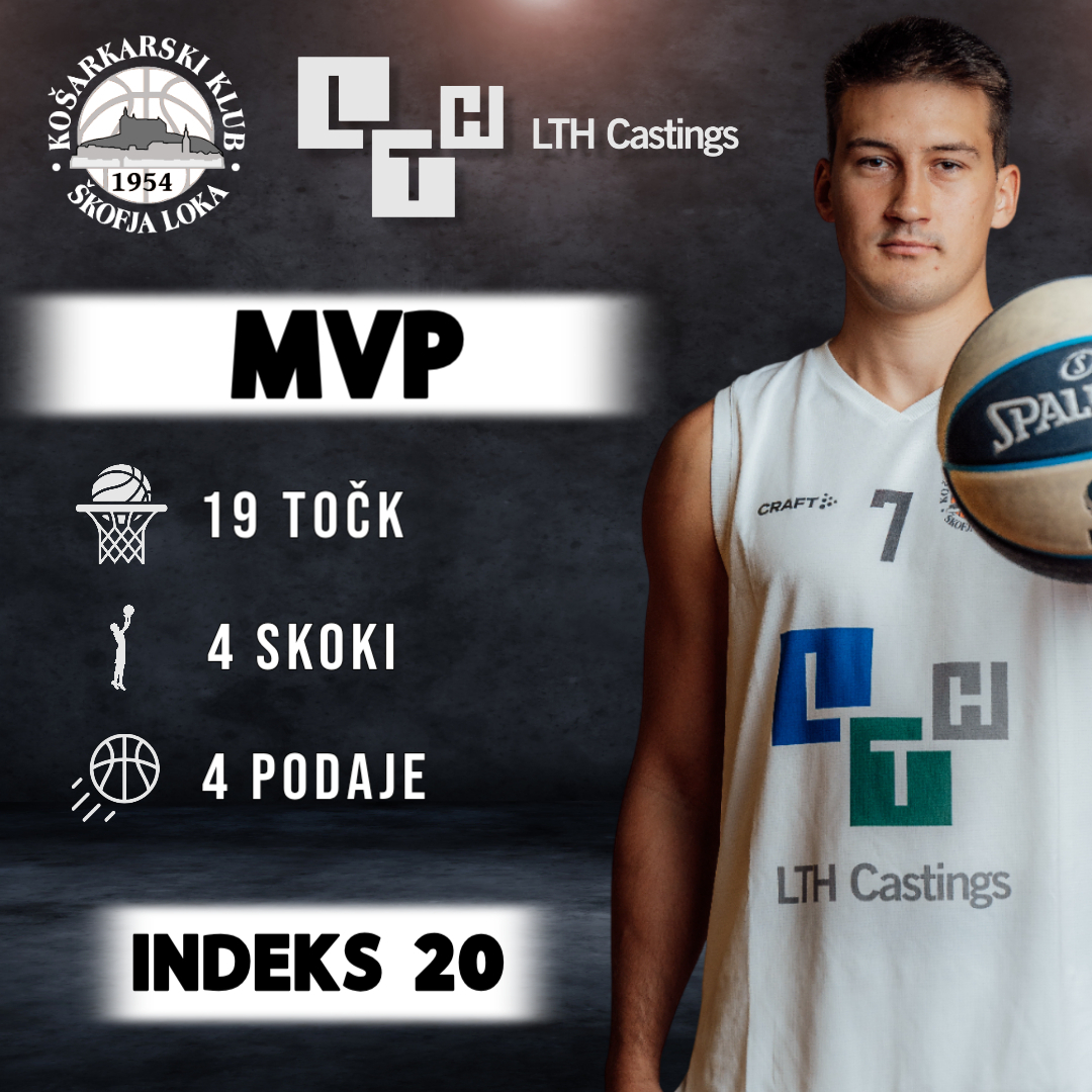 KKSkofjaLoka's tweet photo. MVP 👑: Na prvi četrtfinalni tekmi 2. SKL je 5 košarkarjev LTH Castingsa preseglo mejo 10 doseženih točk. 💪 Največ (19) jih je zbral Urban Hrovat, ki je bil s statističnim indeksom 20 tudi najkoristnejši igralec.
#lthcastings #domel #ggd #difa #polycom #skofjaloka https://t.co/JhW4r1NtnX