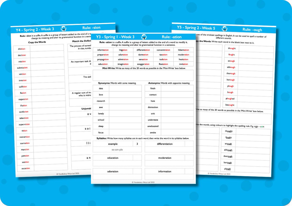 VocabularyNinja's tweet image. 🧠 The VN Spelling System 🧠  Time Saving Gold! 🥇

📲 vocabularyninja.co.uk/whole-school-s…

🏫 Y1 to Y6
📚 Weekly Spelling Rule (40 Page Pack)
📊 Printable Tasks / Teaching Sheets
⚡ Printable Flashcards, Display Slips, Word Banks
📍Mapped Progressions

#spelling #system #teacher #edutwitter