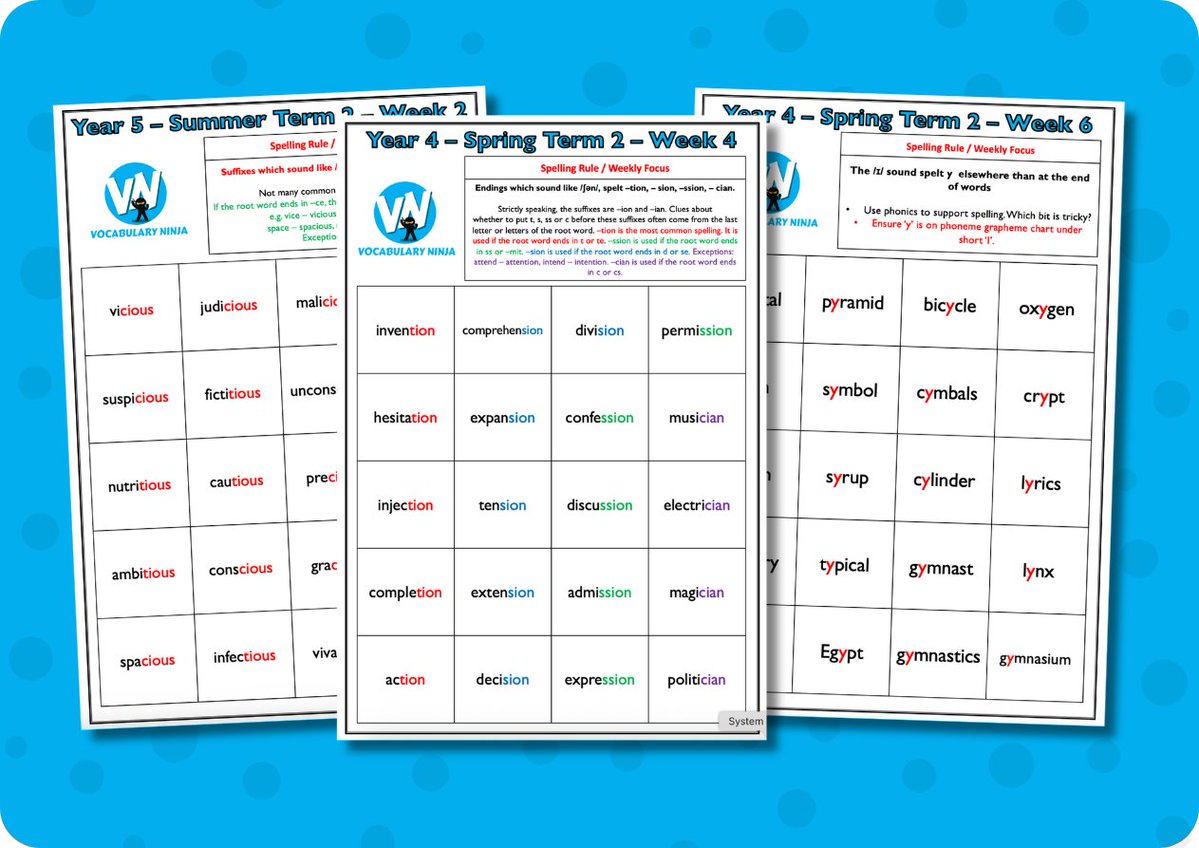 VocabularyNinja's tweet image. 🧠 The VN Spelling System 🧠  Time Saving Gold! 🥇

📲 vocabularyninja.co.uk/whole-school-s…

🏫 Y1 to Y6
📚 Weekly Spelling Rule (40 Page Pack)
📊 Printable Tasks / Teaching Sheets
⚡ Printable Flashcards, Display Slips, Word Banks
📍Mapped Progressions

#spelling #system #teacher #edutwitter