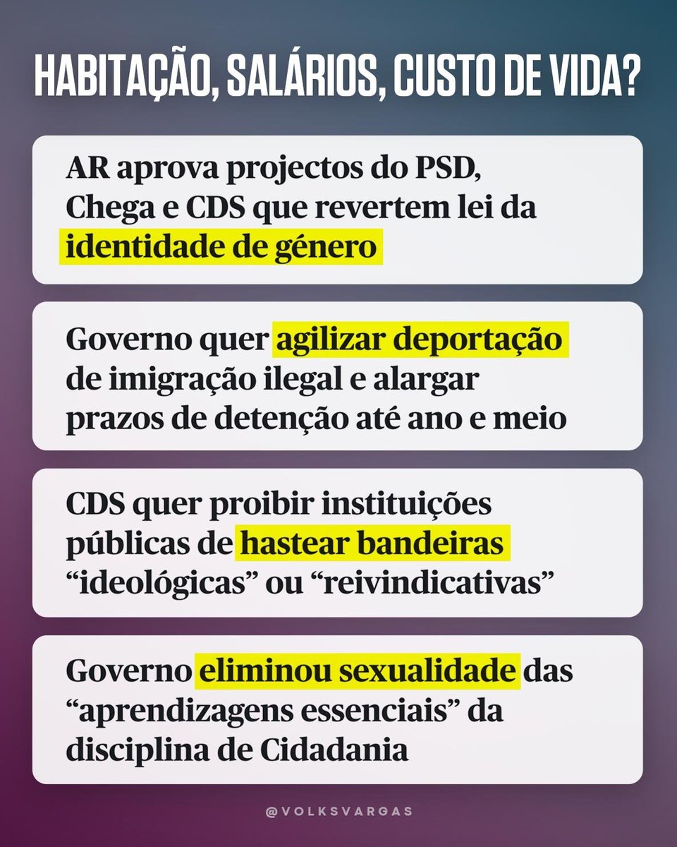 Parabéns à direita pela coragem de enfrentar os problemas que verdadeiramente impactam a vida dos portugueses