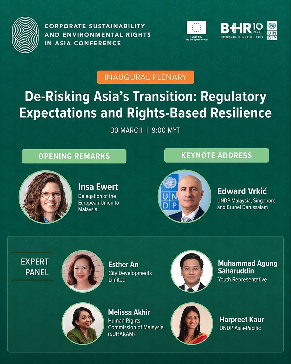 EUinMalaysia's tweet photo. Today in Kuala Lumpur, #CSERA2026 opens with a clear message: de-risking industry must start with protecting people and the environment. The EU is proud to support this work.
#HREDD #CorporateSustainability @EU_FPI https://t.co/688dNoCgkN