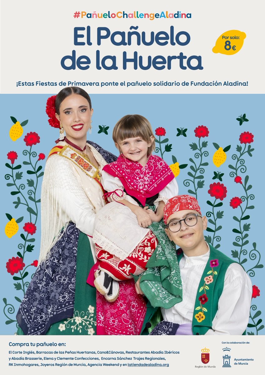 Murciasalud's tweet image. 💛💠 Este #BandodelaHuerta, hagamos que el corazón de Murcia lata por los #niños con #cáncer 🧡

💚🌺Ponte el #PañueloDeLaHuerta de @FundAladina y ayuda a construir el gimnasio pediátrico de la Arrixaca

👉 Colabora, comparte y suma esperanza  🌷🩷🫶✨

share.google/dtoSz4uAUPYpxe…