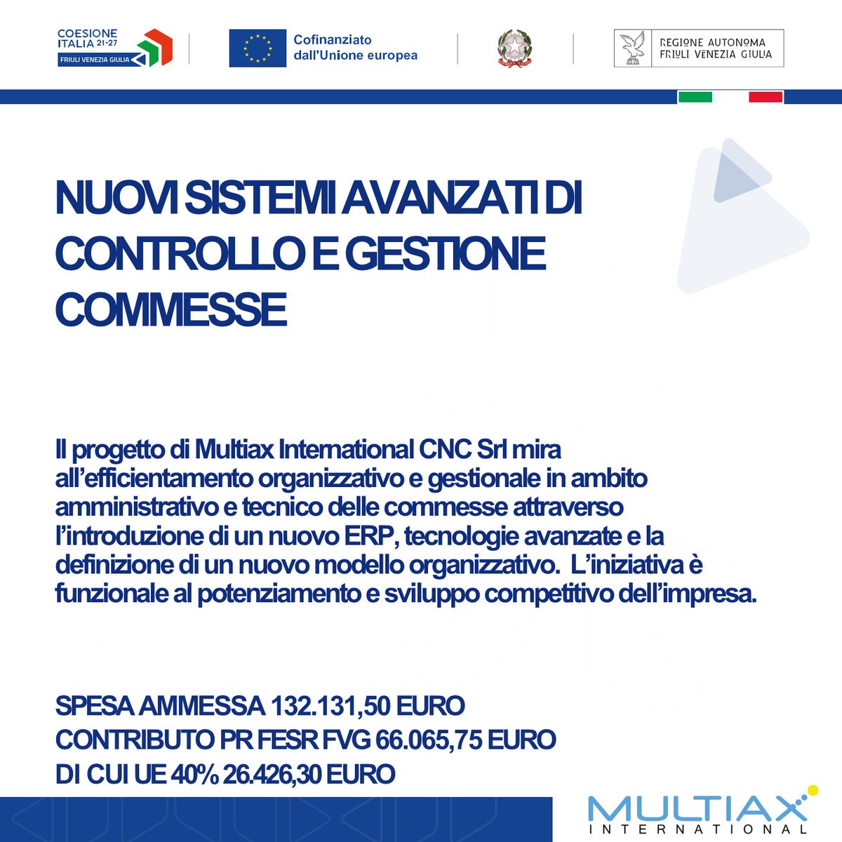 Multiax's tweet photo. ✨ Multiax investe nel futuro: nuovo ERP, organizzazione evoluta e infrastrutture digitali per processi più fluidi, dati integrati e un servizio ancora più reattivo. Un passo avanti che rafforza la nostra identità e la nostra visione di crescita. https://t.co/1V6sN7KmLI