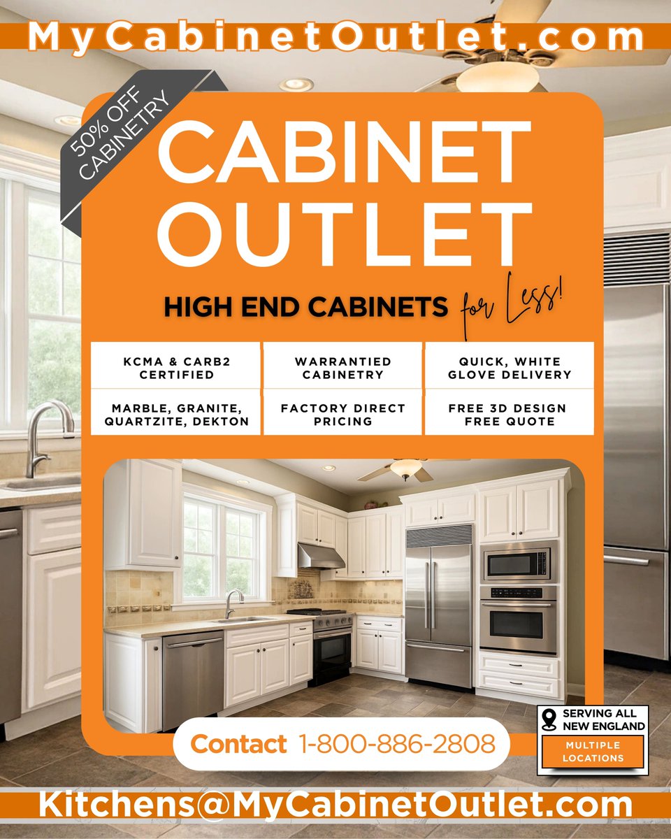 MyCabinetOutlet's tweet image. (800) 886-2808 MyCabinetOutlet.com Beautiful, warrantied cabinetry, factory-direct prices,  free design and quick delivery! #newcabinets #newkitchen  #BostonHomes #merrimackvalley #nhseacoast #northshore #nhlakesregion  #southernmaine