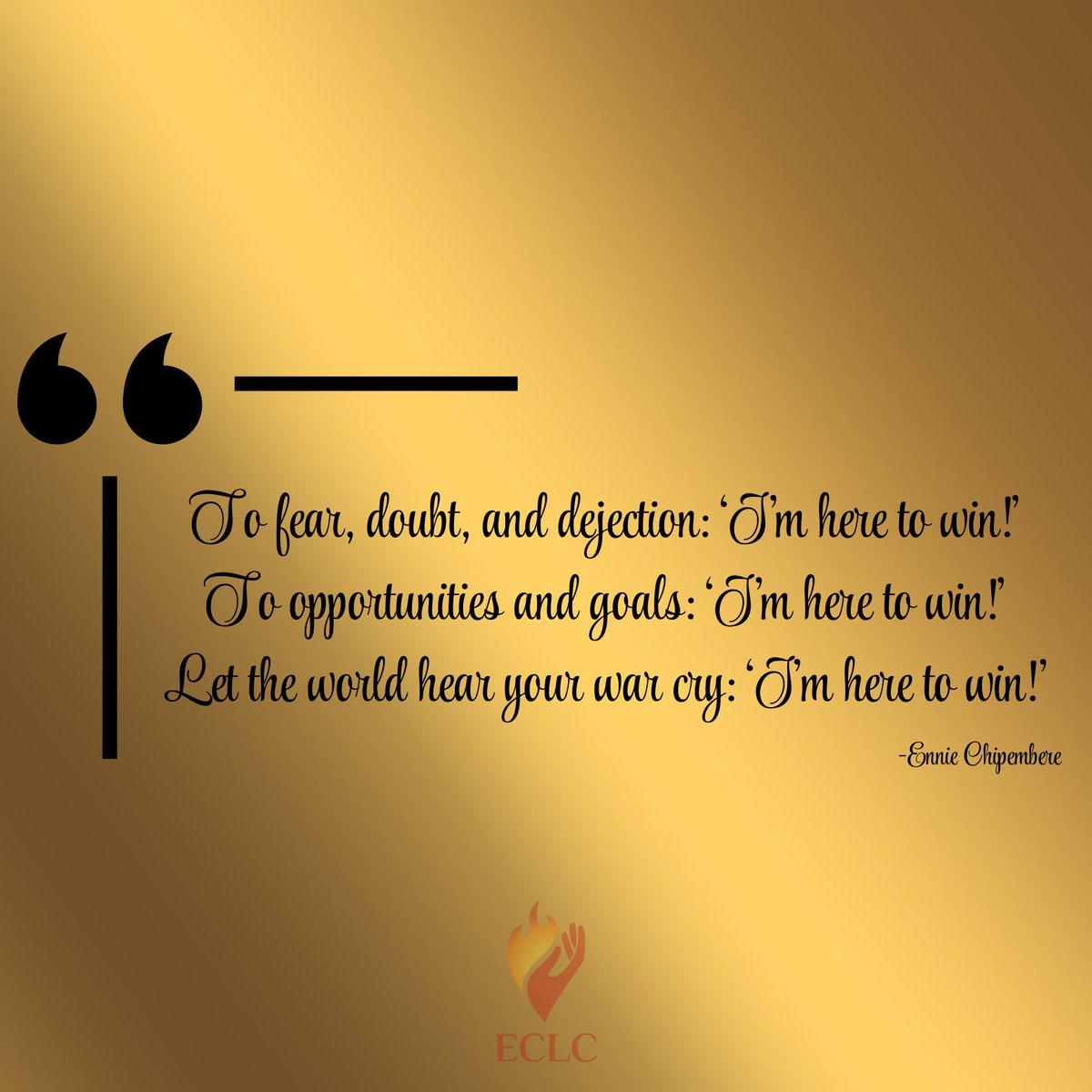 EnnieChipembere's tweet image. #lifecoach Tips ~ 3 Affirmations for a new week

1. To fear, doubt, dejection.
Say: I'm here to win💃🏾🕺🏽

2. To opportunities, your goals.
Say: I'm here to win🙏🏽

3. Let all hear your war cry.
Shout: I'm here to win!!!🔥

Have a fabulous day and winning week, Champ!🙌🏽

#CoachEnnie