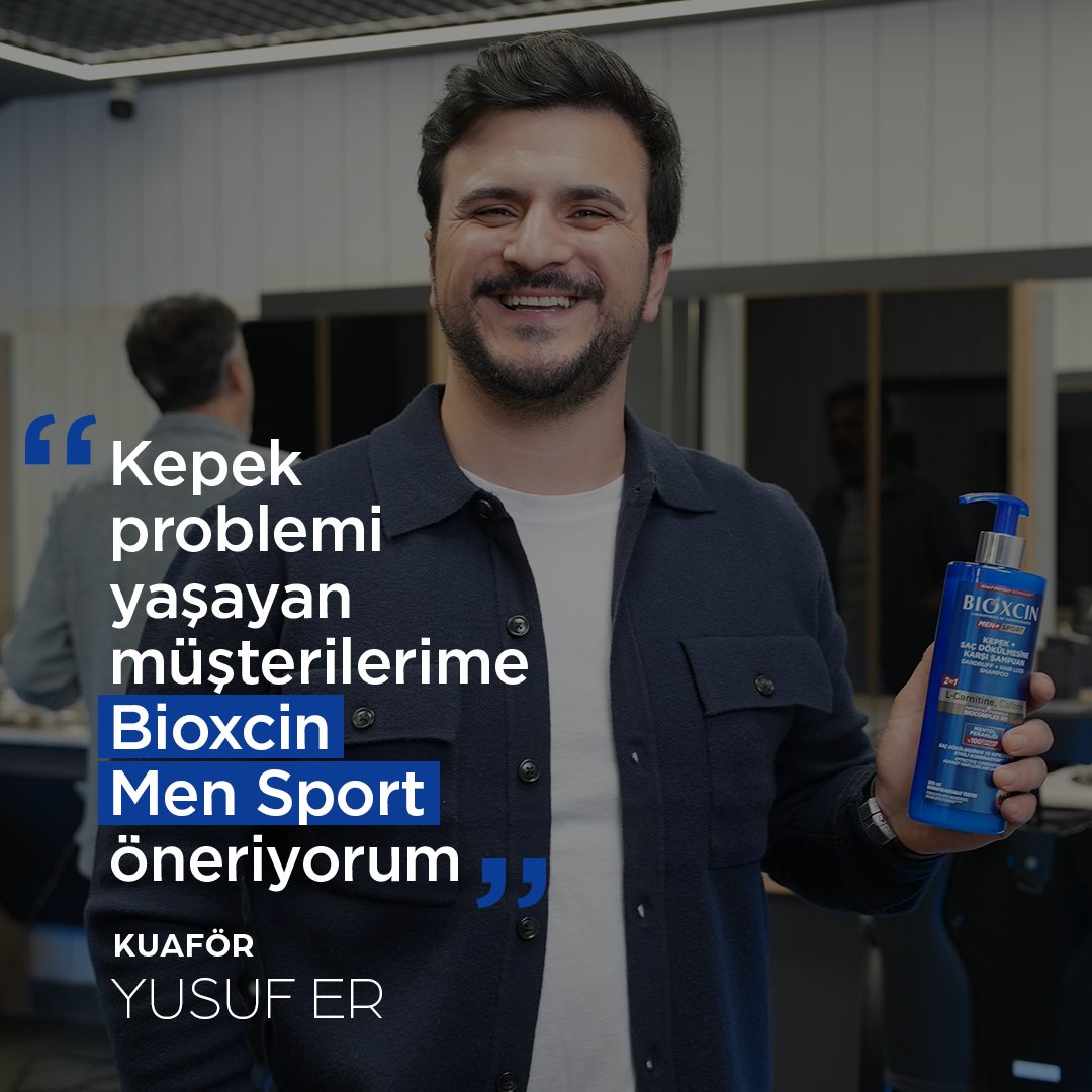 BioxcinOfficial's tweet photo. Kuaför Yufus Er, Kepek problemi yaşayan müşterilerine Bioxcin Men Sport önerdiğini ve sonuçlarından yaşadığı memnuniyeti anlatıyor https://t.co/FnFSkyBuzG