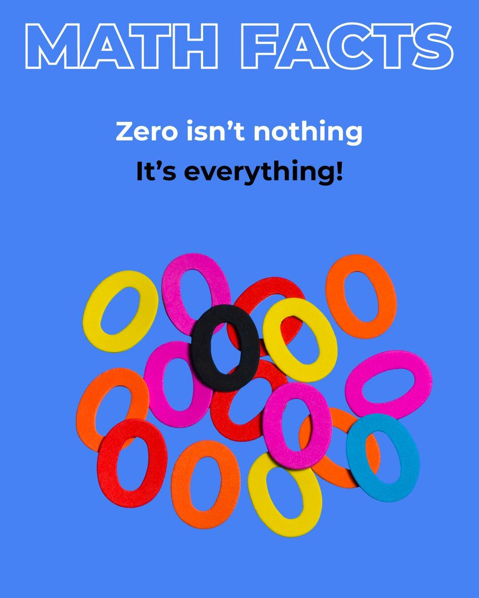 kalvielearning's tweet photo. Zero was one of the greatest inventions in mathematics. Without it, place value systems, algebra, and modern computing wouldn’t exist!

#MathFacts #ZeroMatters #KalvieLearning #MathIsCool https://t.co/MFEnIpTYmI