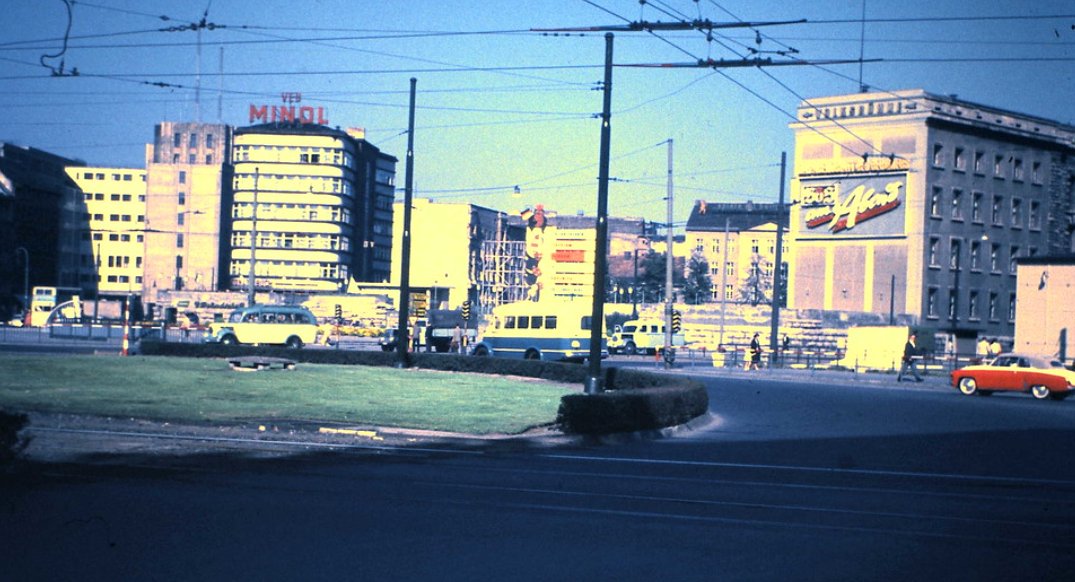 East Berlin, Alexanderplatz, 11 September 1959. 180 unique historic street images of East and West Berlin taken on my many visits to Berlin in the 1950s and 1960s are in my book "Berlin in the Cold War" (Amberley Publishing). #Berlin #DDR #GDR