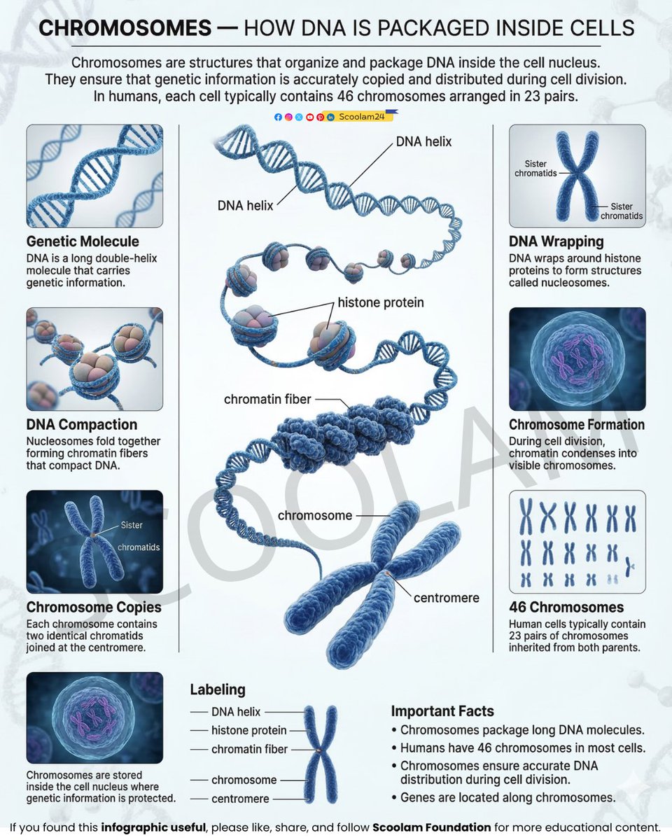 AndersenBeijing's tweet image. Structure matters.
Damage or extra copies cause disorders.
X and Y determine sex.
Others control body functions.
Not just DNA.
Organized information.
Packaged code.
Guiding life.
#Chromosomes #Genetics #DNA #HumanBiology #Biology