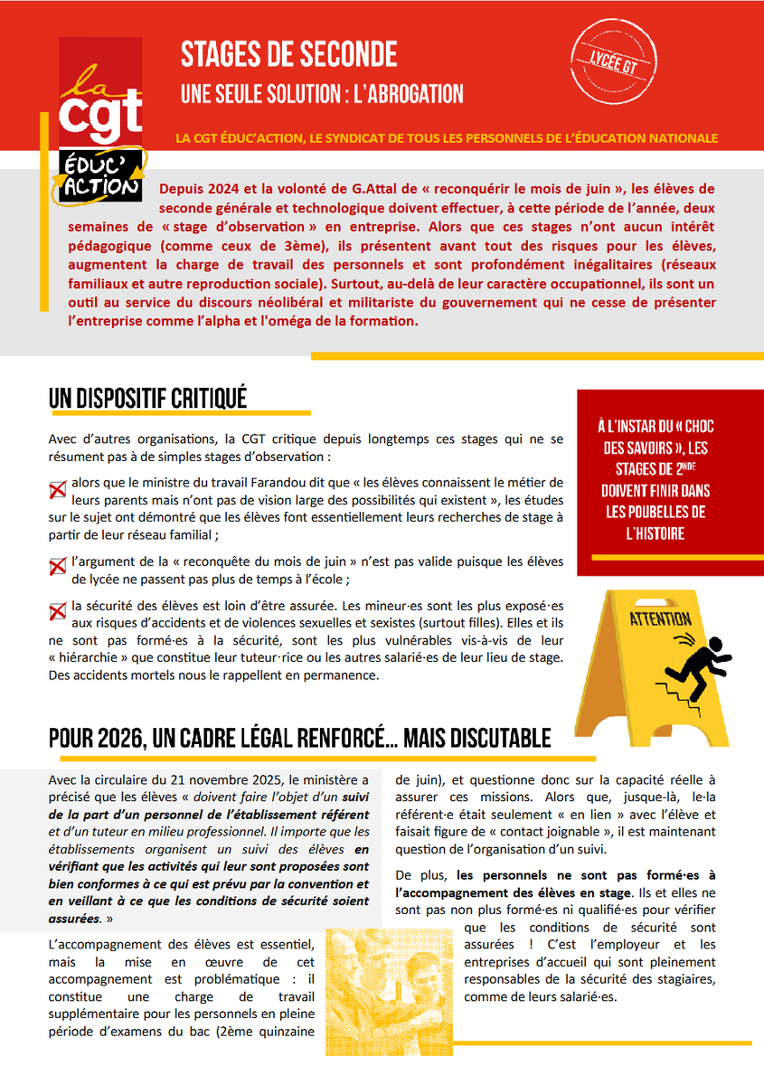 cgteducation77's tweet photo. STAGES DE SECONDE
Une seule solution : l'abrogation !

#cgt #cgteduc #seconde #stage https://t.co/qGiQzaCt0b