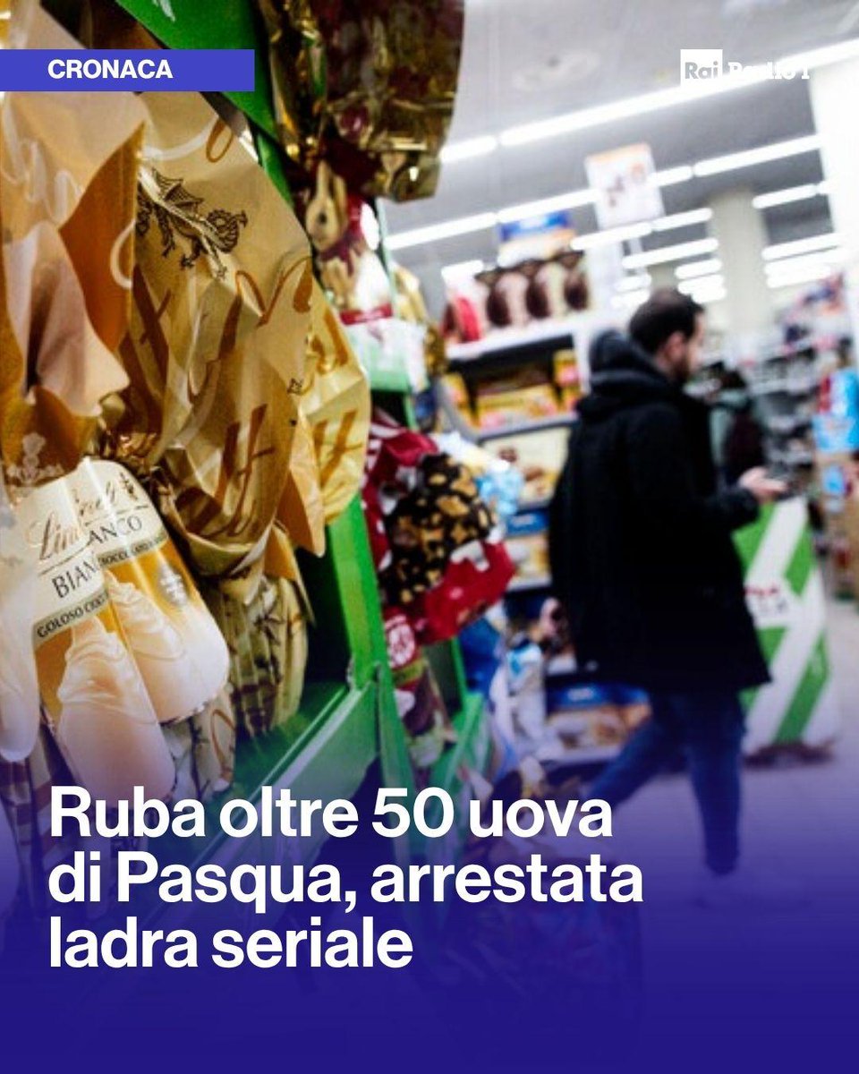Radio1Rai's tweet image. 🔵In soli 2 colpi ha rubato oltre 50 #uova pasquali, per un valore di circa 1.000 euro. Arrestata una 51enne romana, #ladra seriale, che alla vigilia della Domenica delle Palme ha messo a segno i furti in supermercati tra #Monteverde e #Tivoli.