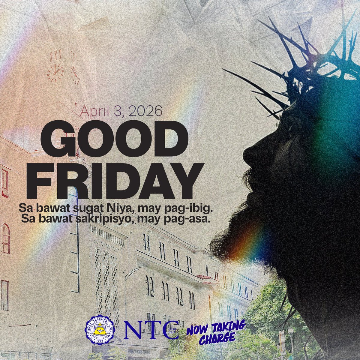 NTCManila's tweet photo. He didn’t just die for the world— He died for you.

Yes, ikaw na pagod.
Ikaw na lost.
Ikaw na nagdududa.

✝️ That’s how personal His love is.

#GoodFriday #ItIsFinished #GreatestLove #HolyWeek2026 https://t.co/pfj4uQyuAL