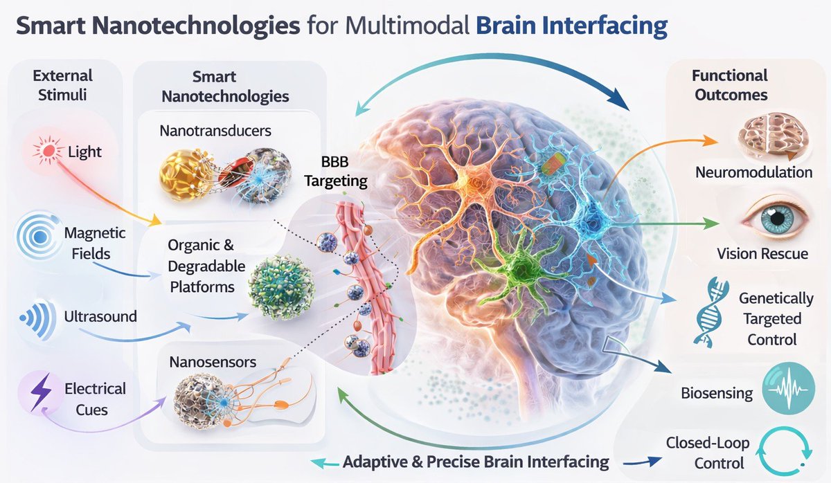 CiofaniGianni's tweet photo. Smart Nanotechnologies for Multimodal Neuromodulation and Brain Interfacing: Our review just published on #advancedscience!

https://t.co/d5alkKvOyg

@ERC_Research 
@AIRC_it 
@IITalk_projects 

Thanks to @PaneSalvador and Maria Sánchez-Vives for the kind invitation! https://t.co/jzETpq3Q1h