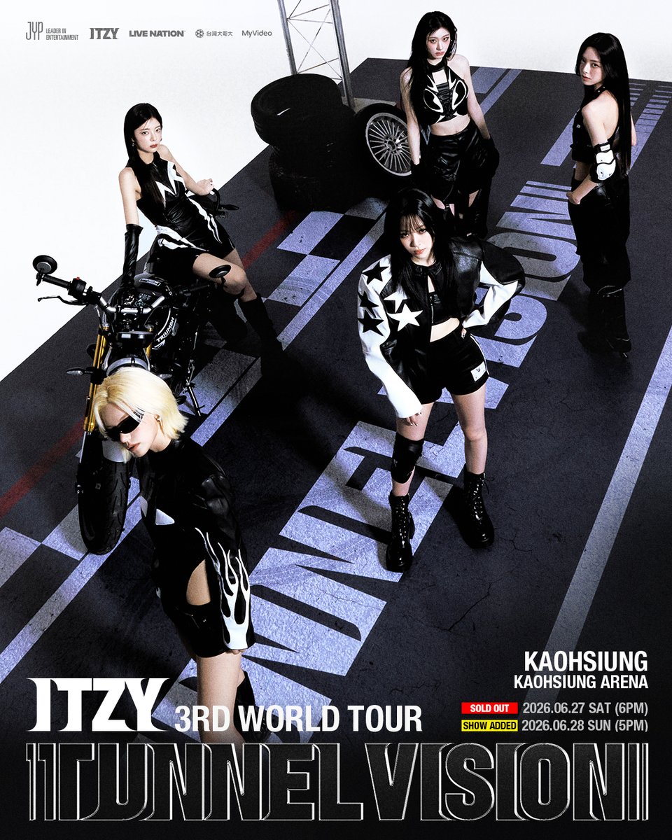 LiveNationTW's tweet photo. \\ 確定加場 //
#明天中午12點全面開賣
首登高雄巨蛋
一次連唱二場

2026.06.27 &amp; 28
高雄巨蛋 霸氣開唱

SHOW ADDED! Don’t forget to grab your tickets and get ready for ITZY 3RD WORLD TOUR <TUNNEL VISION> in KAOHSIUNG on 27 &amp; 28 Jun at Kaohsiung Arena.
 https://t.co/ctgs8zqtB8 https://t.co/zbTunEfK8E