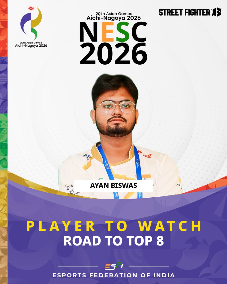 esfindia's tweet photo. 🔥 PLAYER TO WATCH 🔥
Ayan Biswas steps into NESC 2026 with one goal, breaking into the Top 8.
The stage is set. The pressure is real. Every round matters.
Skill is there… but will it be enough when it counts? 👀
💬 Does he make Top 8 or fall short?
#PlayerToWatch #NESC2026 https://t.co/D9MdsorG0Q