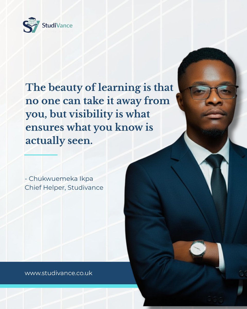 StudiVance's tweet photo. Learning builds you, but visibility opens the door.

Because what you know only creates opportunities when the right people can see it. Show your work, share your value, and step into the visibility you deserve.

Head to our bio to get started.
#Studivance 
#nsppd 
#HappyNewweek https://t.co/arZ6d9BWpW