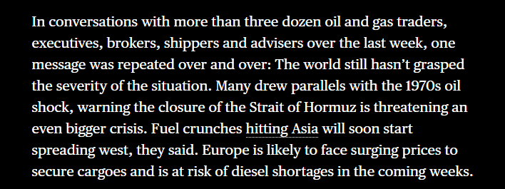 SStapczynski's tweet photo. The biggest oil supply shock in history has reached the one-month mark

And the energy industry is warning that the crisis is only beginning  👇⚠️

https://t.co/AZ661hxNtt https://t.co/HF3YvOdLZx