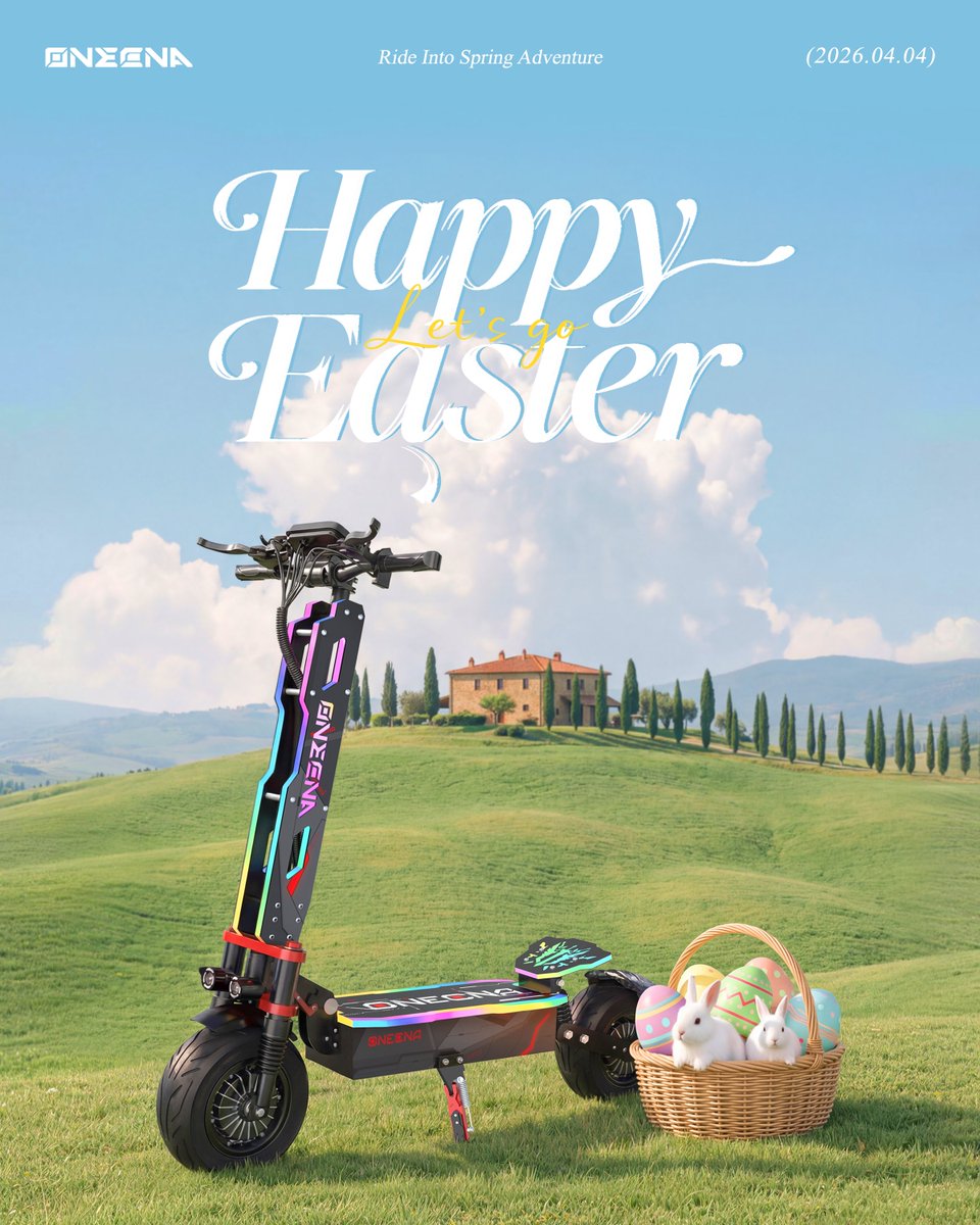 onecna_official's tweet image. Easter well spent — just riding my ONECNA around the hills 🐰
If you need a sign to get a scooter this spring, this is it.
Little Easter discount live now
#ONECNA #Easter #SpringRide #ElectricScooter