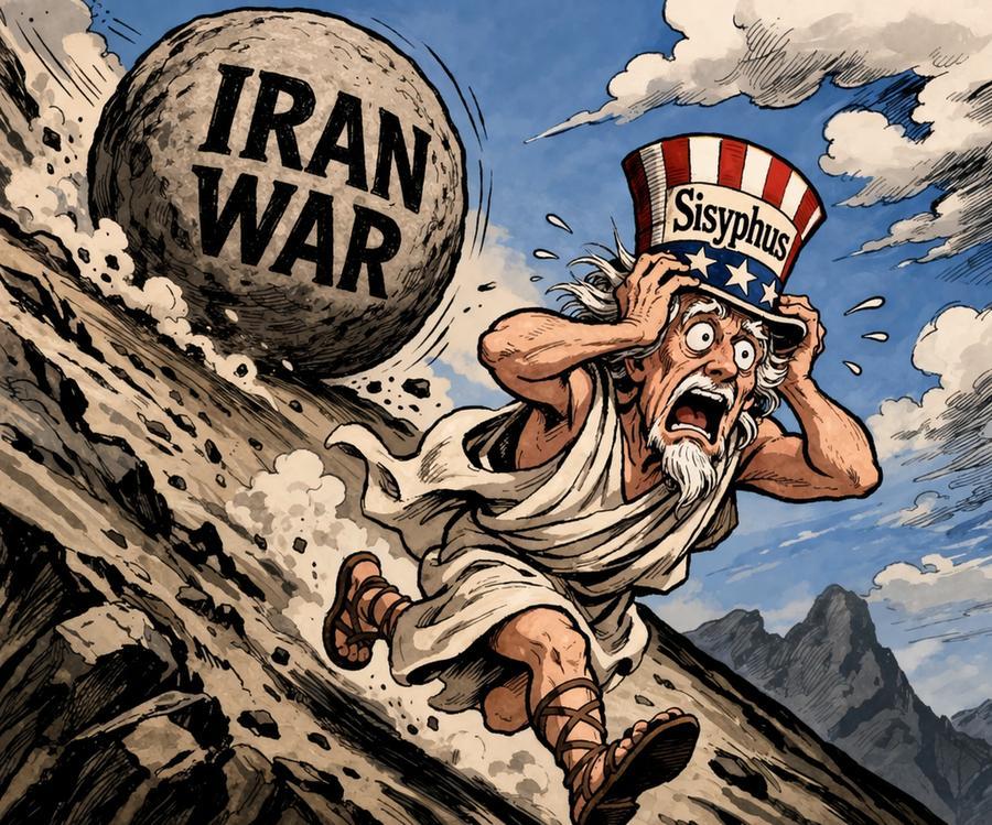 XHNews's tweet image. In Greek mythology, #Sisyphus was condemned to endlessly pushing a boulder uphill, only to watch it roll back down each time. The myth mirrors Washington's frustrated Mideast ambitions: repeated adventures that consistently failed to shape the region as it desires #IranWar