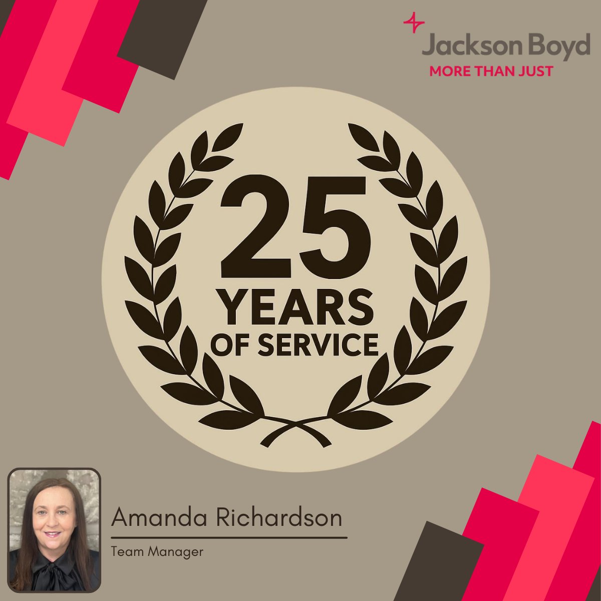 JacksonBoydLLP's tweet image. Celebrating 25 Years of Service! 🥳
A huge thank you to our Uninsured Loss Recovery Team Manager, Amanda Richardson, for 25 years of dedicated service with #JacksonBoydLawyers. Your commitment and support have made a real difference!
#WorkAnniversary #TeamCelebration