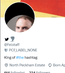 Felstaff's tweet photo. Proud to announce that I've subscribed to Twitter for the astonishingly low price of $124.99 per musk so I can now have the PCF_LABEL_NONE account.

I'm finally a PCF_LABEL_NONE (!!) https://t.co/8VpypSh3Vy