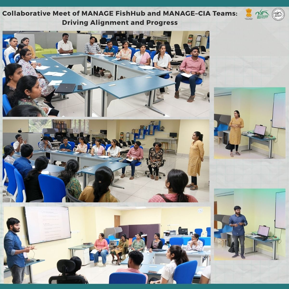 CiaManage's tweet image. Team interaction between MANAGE FishHub and MANAGE–CIA teams with Dr. Saravanan Raj, fostering open discussion and better coordination.

#MANAGE #FishHub #MANAGECIA #TeamInteraction