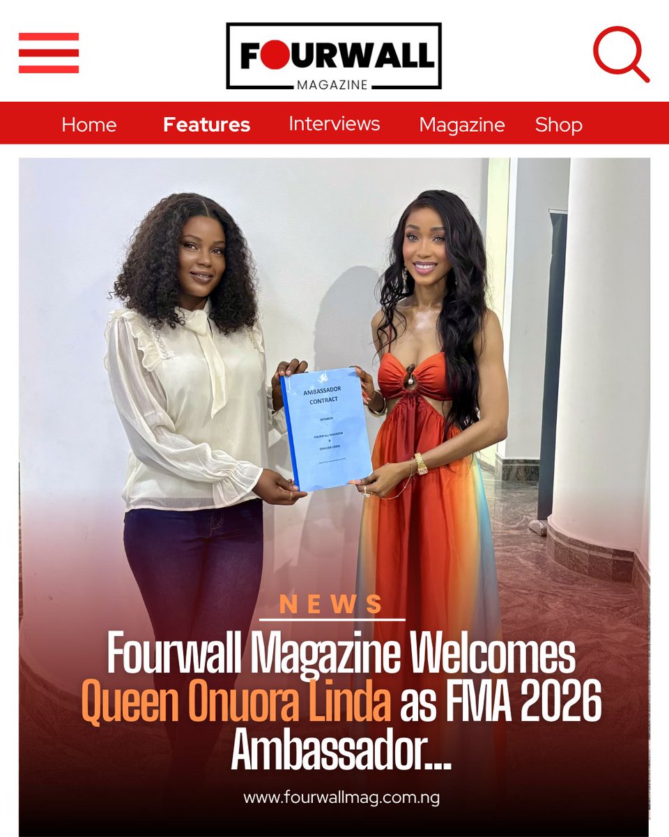 Fourwallmag's tweet photo. 🚨|| Fourwall Magazine Welcomes Queen Onuora Linda as FMA 2026 Ambassador! ✍️ 🤝 

Welcome to the Fourwall Family and Happy New Week, Fam. ❤️

#MondayMotivation #FourwallMagazine #FMA2026 #Modeling #Pageant https://t.co/wW4RDzeokW