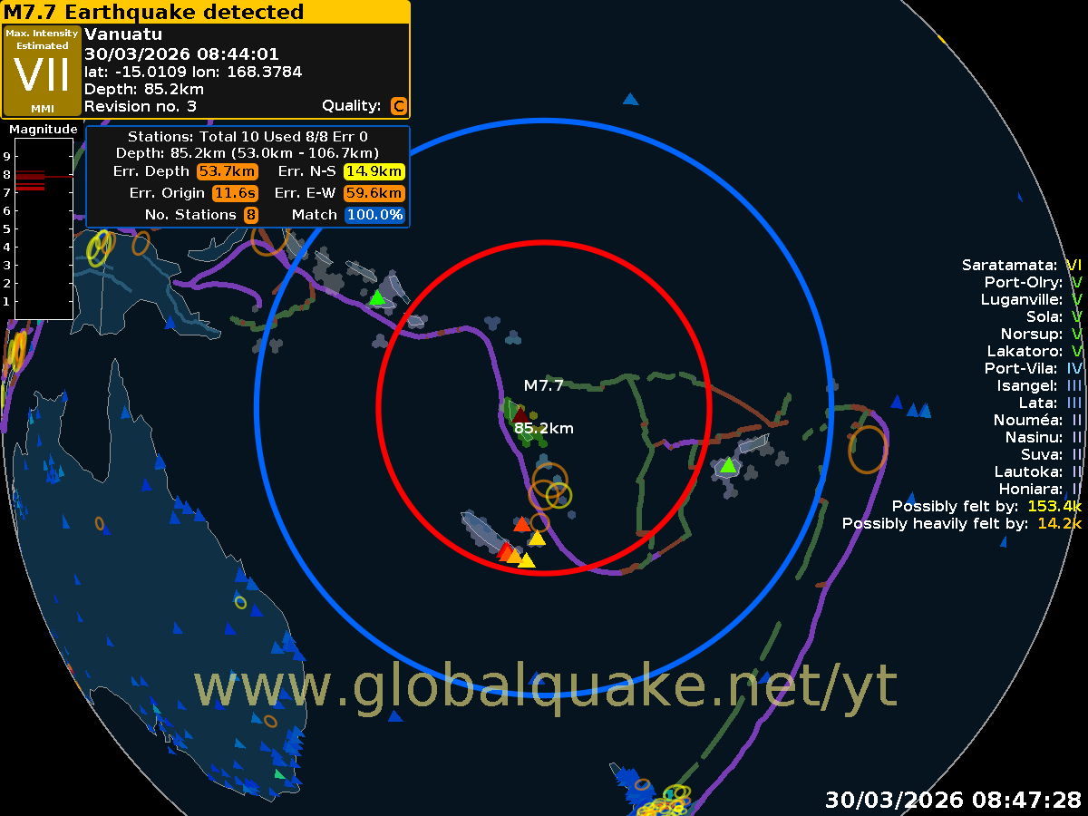Preliminary:
M7.7 Earthquake - Vanuatu