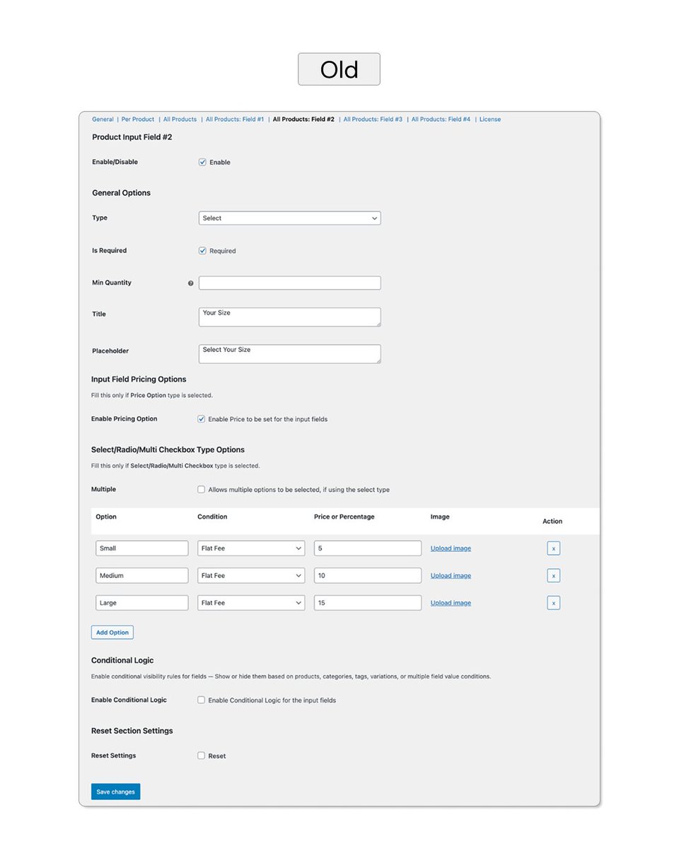 tychesoftwares's tweet image. #PluginUpdate

We’ve completely redesigned the backend UI in Product Input Fields v3.0.0 for #WooCommerce to make it faster, cleaner, &amp;amp; much easier to use.

Here’s what’s new 👇

✔ A modern Field Builder layout to manage all fields from one place

✔ Clean, structured sections