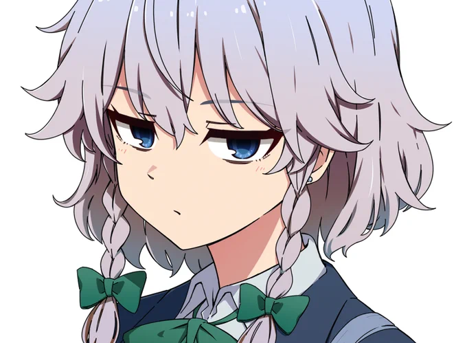 前描いた制服咲夜の表情気に入ってる