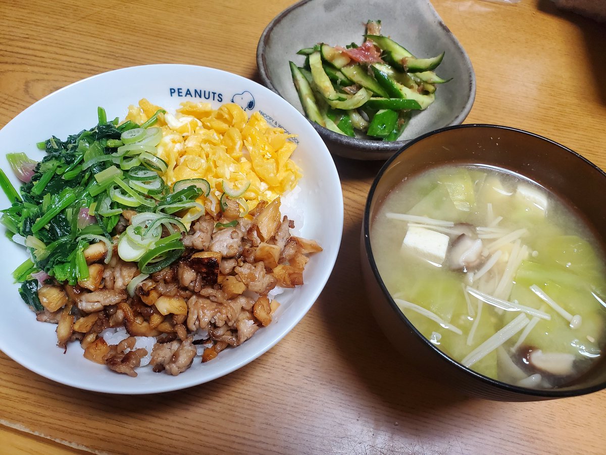 ぱぱっと3色どーん🐷🥚🥬