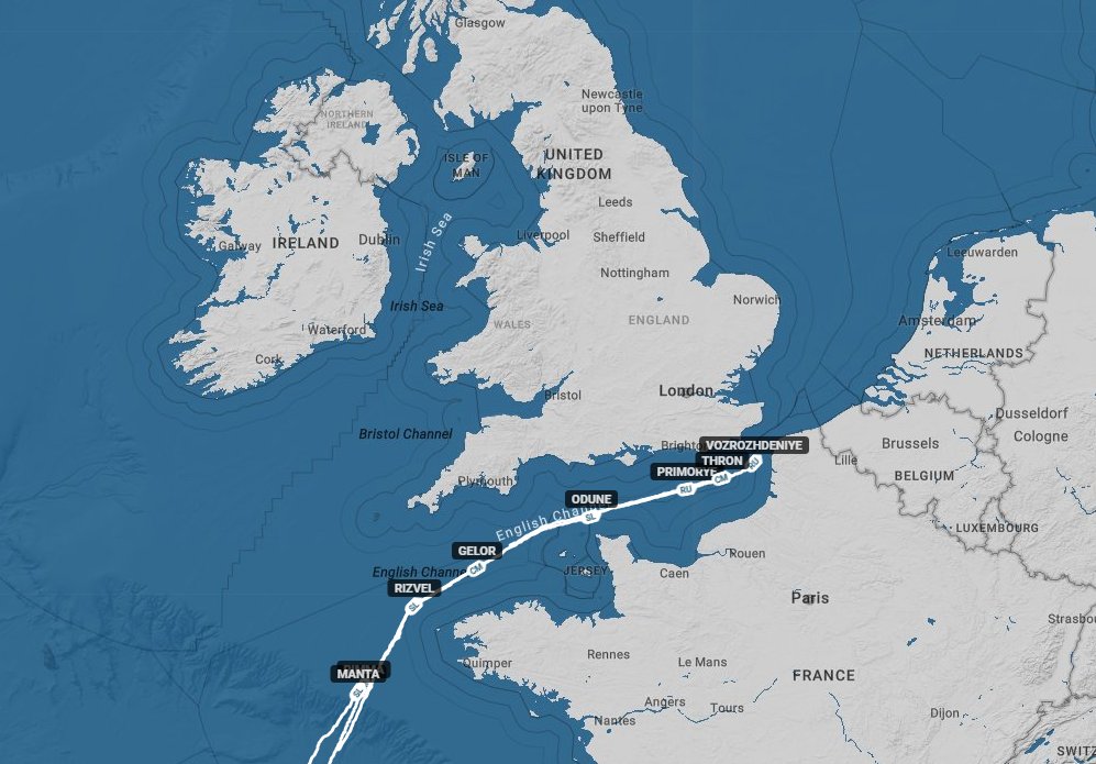 Eight vessels sanctioned by the UK are currently making their way through the Channel. 

Six are suspected Shadow Fleet tankers sailing under false flags while two are overtly Russian - all without insurance. 

Weather is not looking too bad down there today, so will we see any