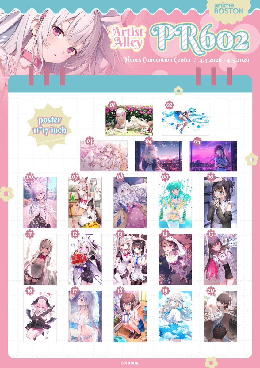 [Anime Boston 2026 catalog]
Excited to be at <a href="/AnimeBoston/">Anime Boston</a>! I've brought lots of works featuring my original characters! There will also be a special auction for limited edition shikishi.✨ Come to visit me at Booth PR602!🙌