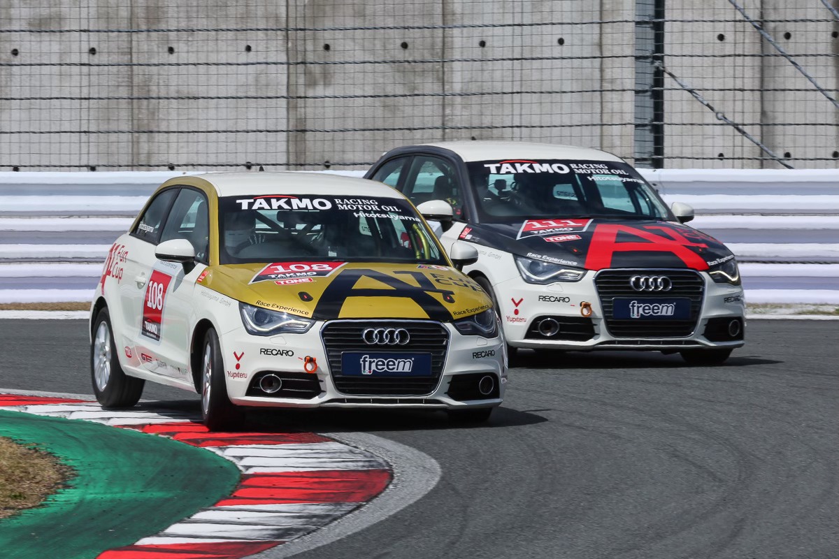 takumi_motoroil's tweet image. 2026 Audi A1 Fun Cup が富士スピードウェイにて開幕いたしました☆

たくさんのA1たちのハチマキも #TAKMO へ貼り替え完了しております！

このイコールコンディションのワンメイクレースも、オイルの研究開発にとてもよい知見を与えてくれます。

#audi 
#a1funcup
#hitotsuyamaracing
#TAKMO