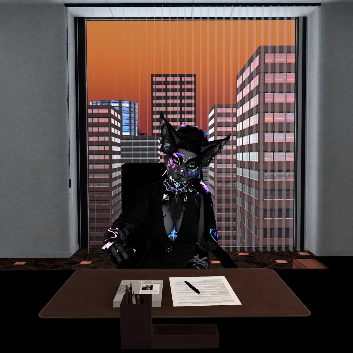 WolfofNyx's tweet photo. "How many times is this new intern gonna keep being late? If it happens again I'll have to resort to disciplinary actions."
Nebula by Foxipaws
#Furry #sfw #vrchatsfw #vrchatfurry #foxigen https://t.co/AHmIm7OkNT