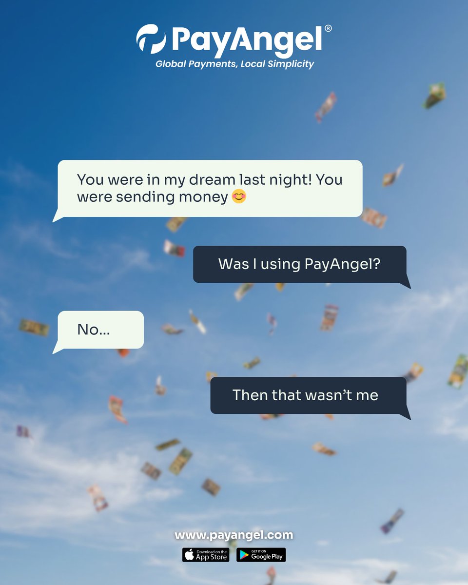 PayAngelMoney's tweet photo. If you’re sending money without PayAngel… we might have to question the dream 💭

Real ones know:
Great rates. Fast transfers. Peace of mind.

That’s the PayAngel way!

#PayAngel #MoneyTransfer #GreatRates #Diaspora #Cash https://t.co/WhGyrxujOR