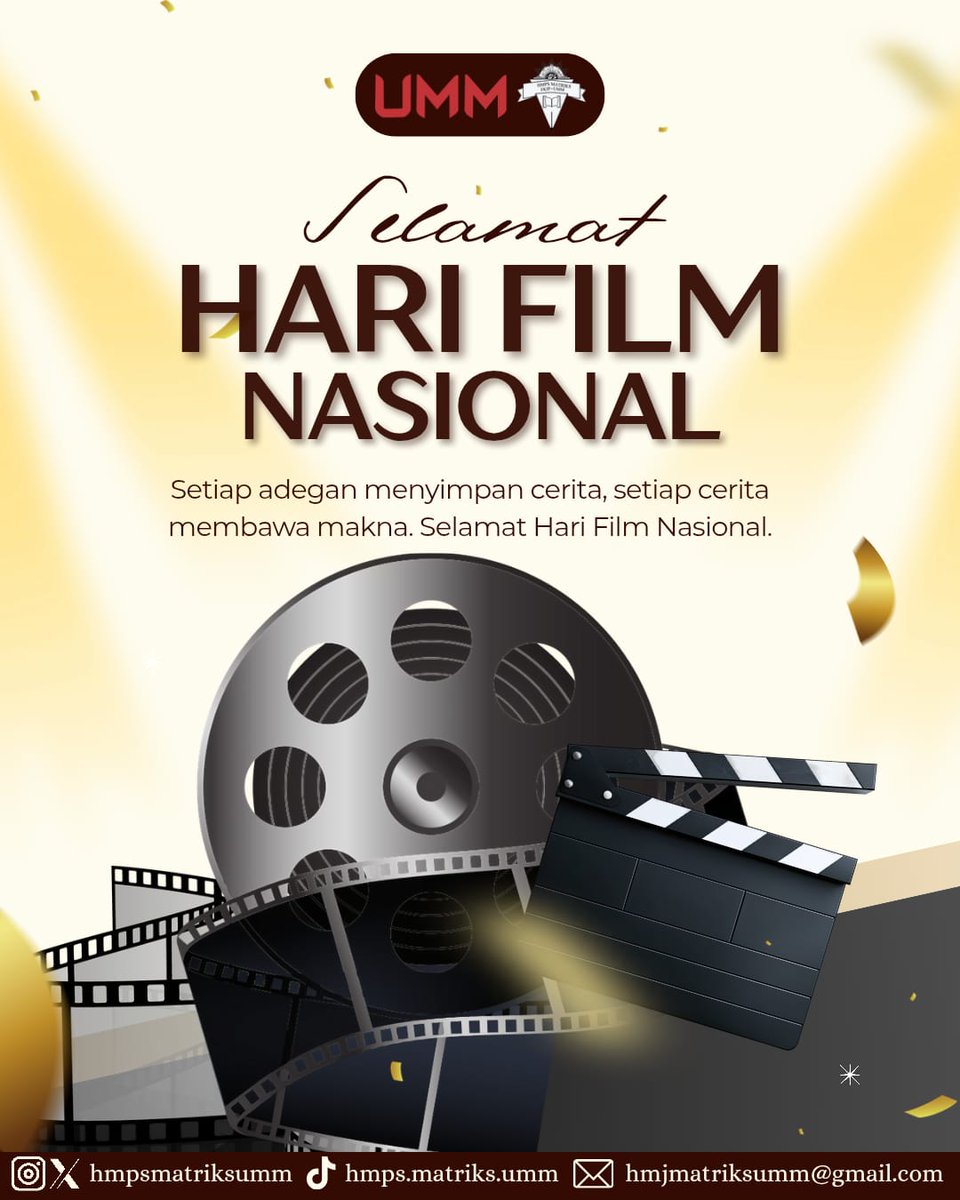 hmpsmatriksumm's tweet photo. Selamat Hari Film Nasional! 🎞️🍿
 
​Film bukan sekadar tontonan, tapi cermin realita dan ruang untuk bermimpi tanpa batas. Mari terus dukung karya anak bangsa agar makin mendunia! 🌏✨

#harifilmnasional    
#hmpsmatriksumm
#mathumm 
#ummcampus https://t.co/iPB5UhIZee